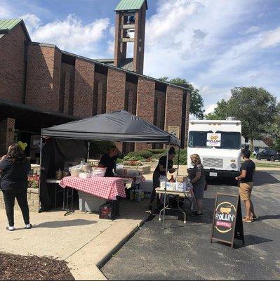 Prior to our truck a tent sent up at St. John's Lutheran Church July 2022