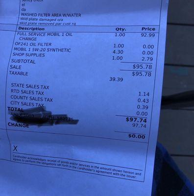 Charge after oil change without telling me he charged me for the most expensive oil change. Noted I have a Ford Escape