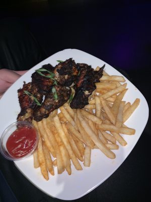 "After 6 Menu" Jerk Wings & Fries. $30