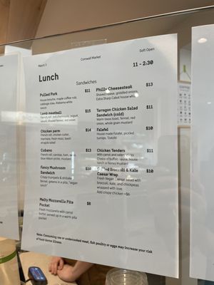 Lunch menu