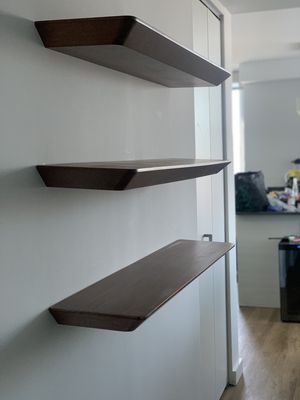 Shelves, hung to clients perfection!