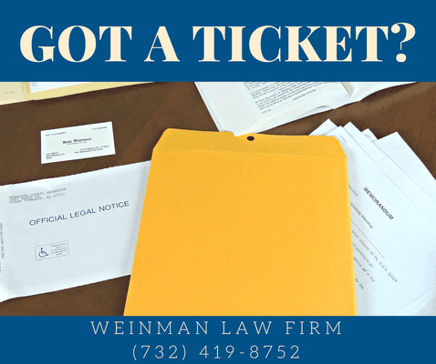 Issued a NJ or PA ticket? We can help! Weinman Law Firm