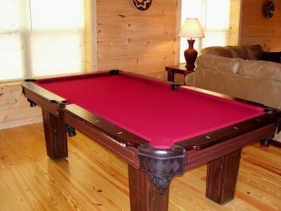 Pool table and game room in a Pigeon Forge vacation rental