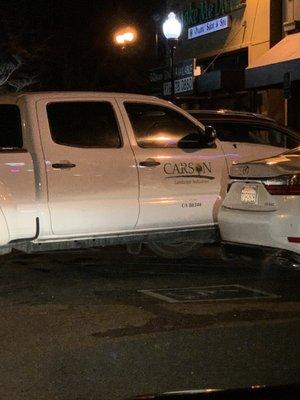 Blocking the parking lot so he could go to the ATM, selfish.