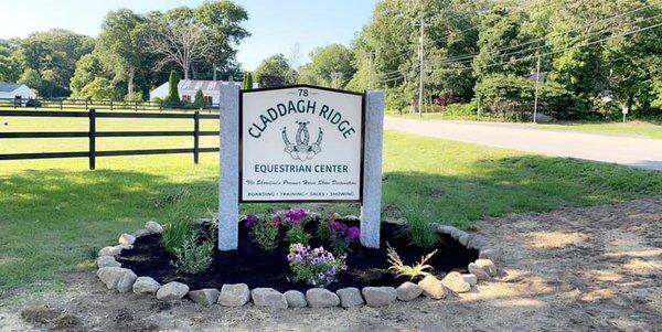 Claddagh Ridge Equestrian Center logo featured on their signage