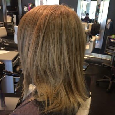 ash blonde color and haircut