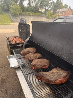 Briskets on the smoker!