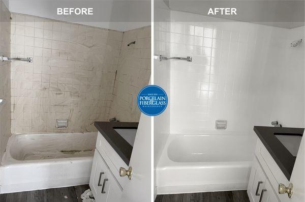 Revive your bathtub & tile shower surround by reglazing with the experts at Porcelain & Fiberglass Maintenance, Inc. Call for a free quote!