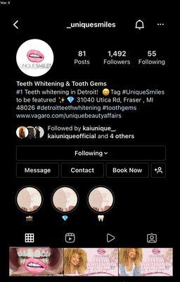 Teeth whitening and tooth gems with @_UniqueSmiles