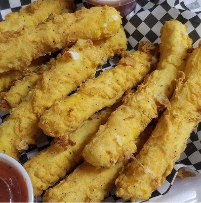 Hand battered mozzarella cheese sticks