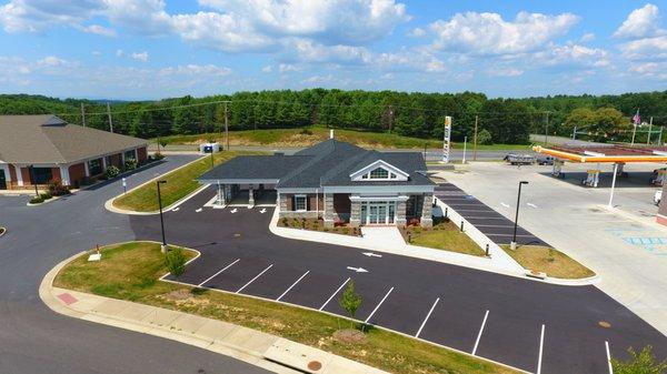 An aerial picture of F&M Bank's location at 30 Gosnell Crossing.