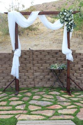 I design and customize the ceremony backdrop for each wedding uniquely.