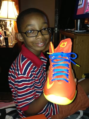 He cop those KDs there , happy kid And Happy Birthday mommas boy xoxo