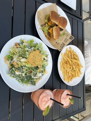 Great service. Beef sliders, truffle fries and Caesar salad