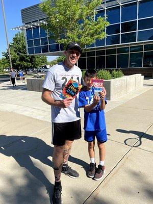 Having laughs with 2-4-1 Boulder County Camp Director James Wagenschutz