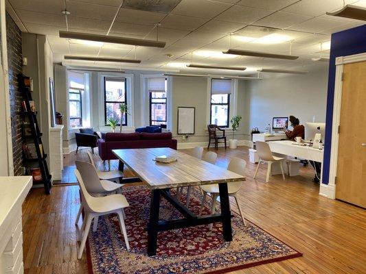 We have a large space for workshops, events, meetings, or just hanging out.