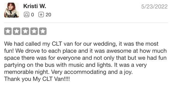 5 star review from Ms. Kristy.