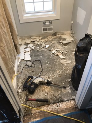 Bathroom tile floor demo