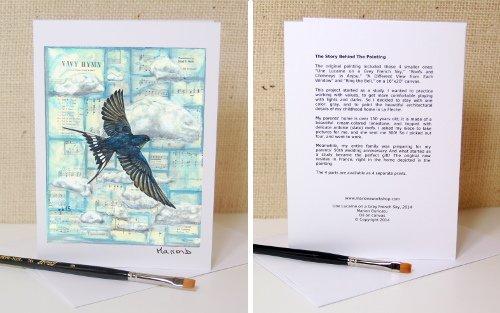 I do something special with my stationery: I always add the story of the painting in the back of the card.