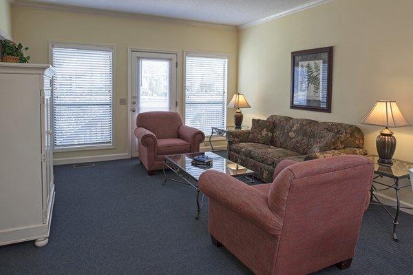 Living room for 2-bedroom unit.