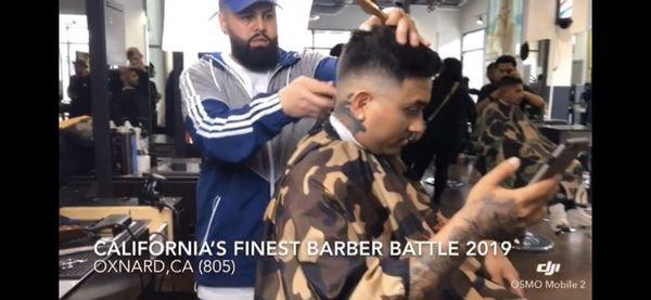 This picture is from The 1st Barber Battle I've ever entered and I placed 1st in both . (Fastest Fade , Best Comb Over )