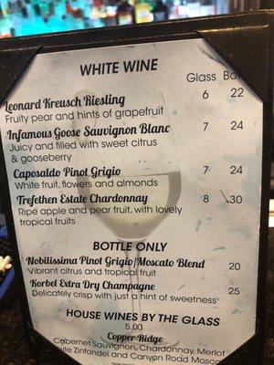 Wine list