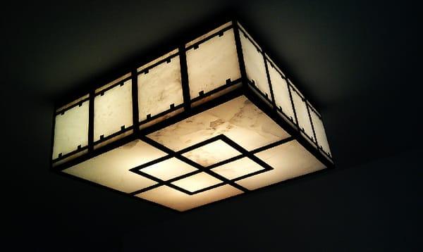 Custom light fixture with alabaster inserts