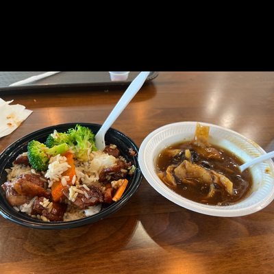 Lunch special Teriyaki Bowl and Hot and sour soup