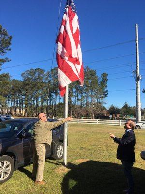 Raising the flag before the county convention