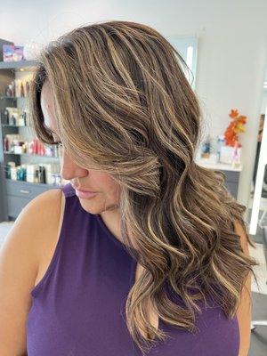 Full Balayage + Goldwell Gloss + Root Melt by Gloria + Cut + Style by Gina