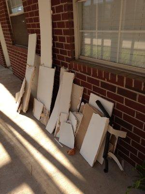 Sheetrock debris I removed from my bedroom