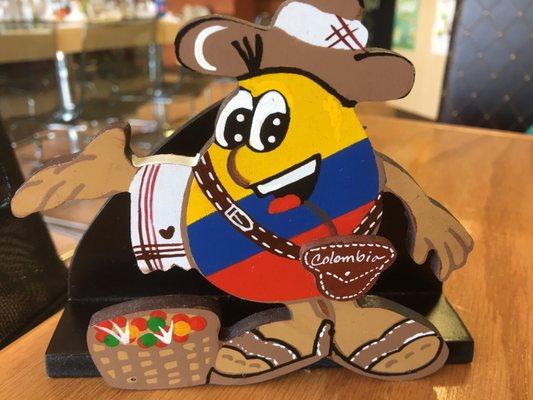 Napkin holder with Colombian Flag guy!