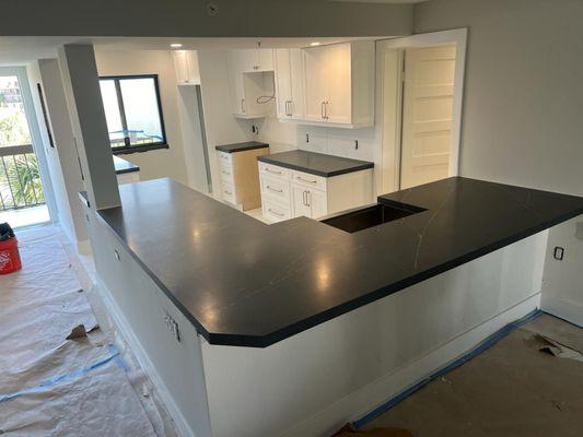 Black Leathered Granite Countertop by Jupiter Granite Co