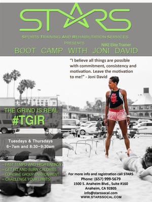 Joni David awesome boot camp flyer