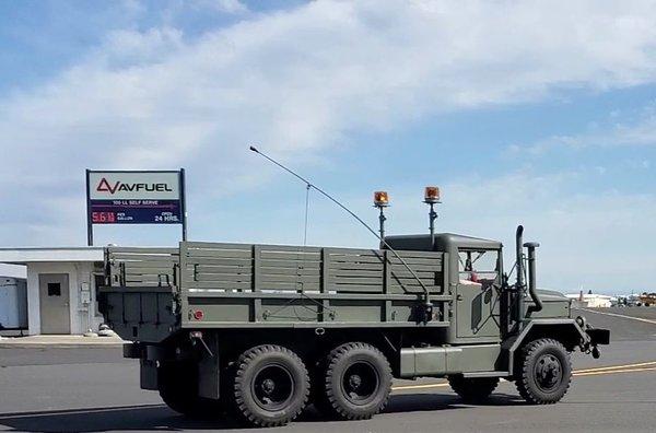 Military Truck on the tarmac. They played the siren while driving by! :)