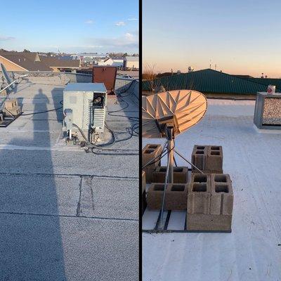 Before and after Conoco Gas Station roof