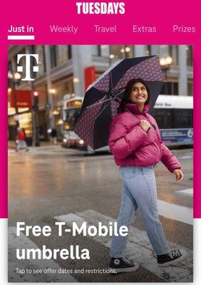 FREE T-Mobile Umbrella for member on 1/24/23