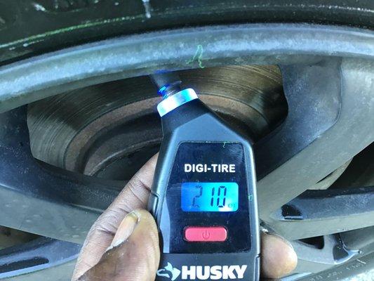 Getting your tires air pressure checked and refilled (if needed) also {included in some packages}