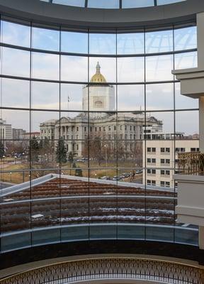 A view of the Capitol from the 4th floor of the Ralph L. Carr Colorado Judicial Center