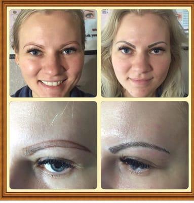 Before and after 3D FeatherTouch Eyebrows Semi Permanent Makeup