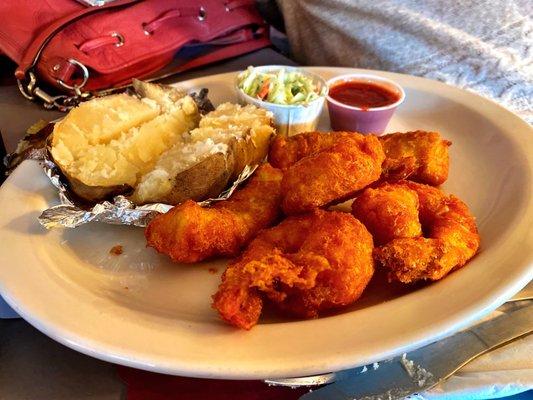 Jenny got the mixed grill (haddock and shrimp).