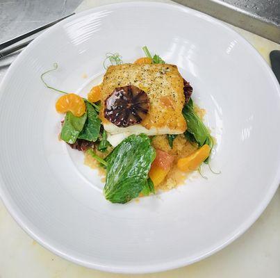 Halibut spinach couscous & citrus!!