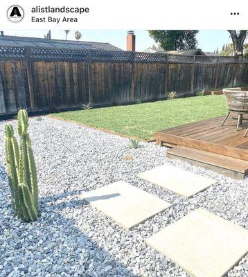 Backyard pavers and rock