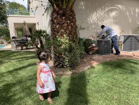 My daughter visiting my service call lol