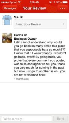 This review was in response to the nasty message I got from the owner.