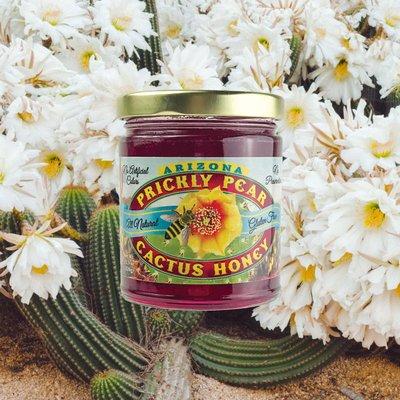 Prickly Pear Cactus Honey 11.5oz made with all natural ingredients, gluten-free, and real organic prickly pear juice.