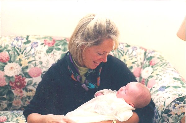 Leeann with one of the triplets. Newborns are so precious!