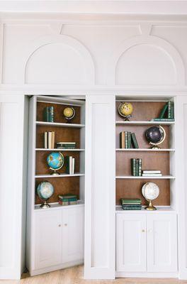 A hidden door in our custom bookcase leads to the first operatory.