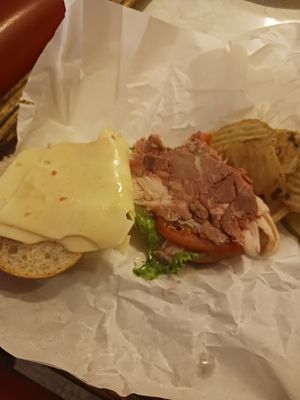 No meat roast beef turkey sub , more bread cheese than meat