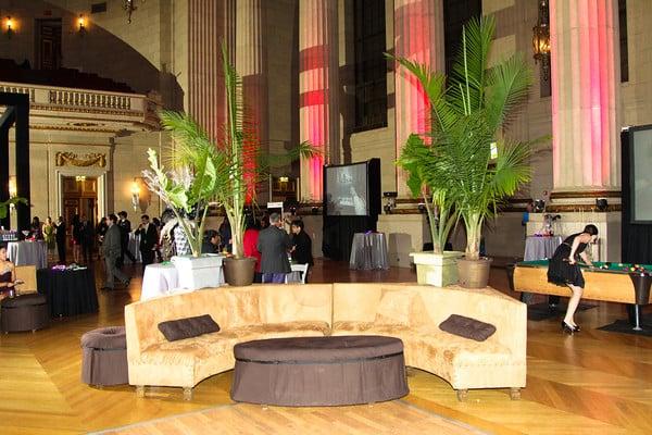 Event furniture, lighting, decor, ottoman, staging, audio visual, projector, bar & venue with party planners by DC Party Rentals